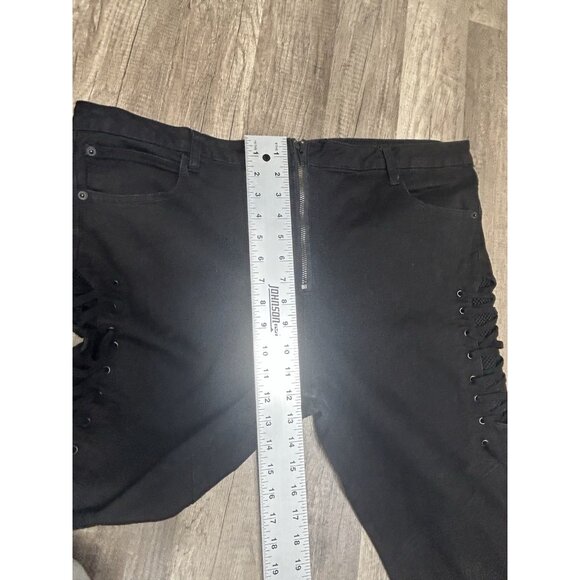 Killstar Jeans XXL Black Zipper Front Lace Up Sides Devilcore Devil Goth Emo - Picture 12 of 13